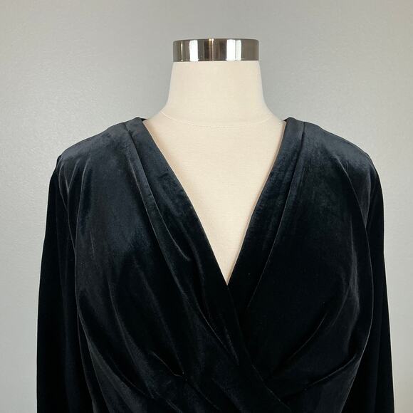 Alex Evenings Velvet A-Line Midi Cocktail Dress Black and Green Size 20W - Picture 7 of 15